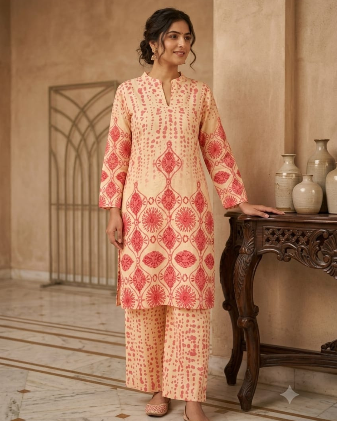 Khadhi cotton corset with printed cotton pant