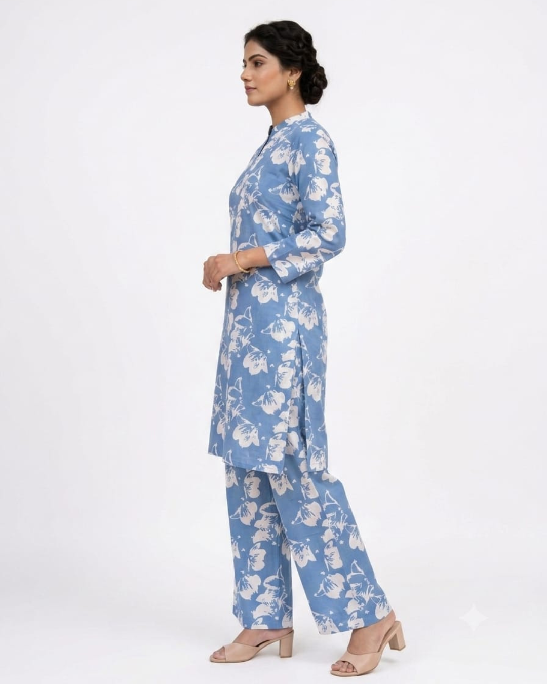 Floral Print Kurti with Matching Palazzos Set