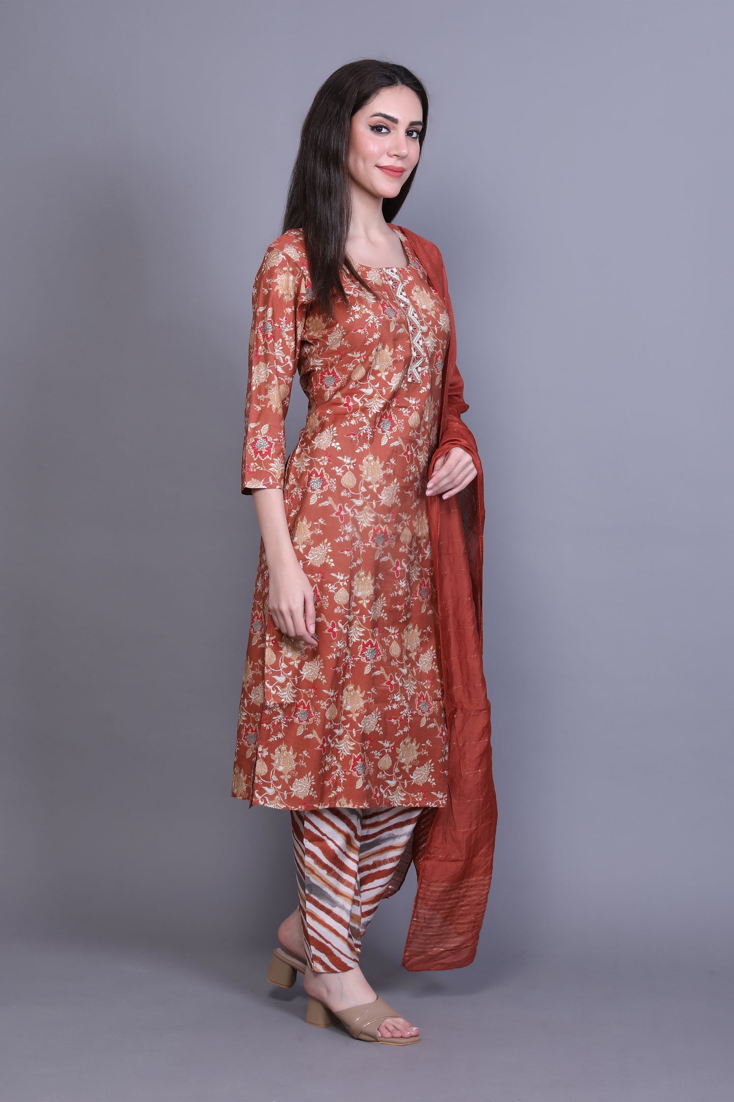 Maroon Kurta Set with Embroidery