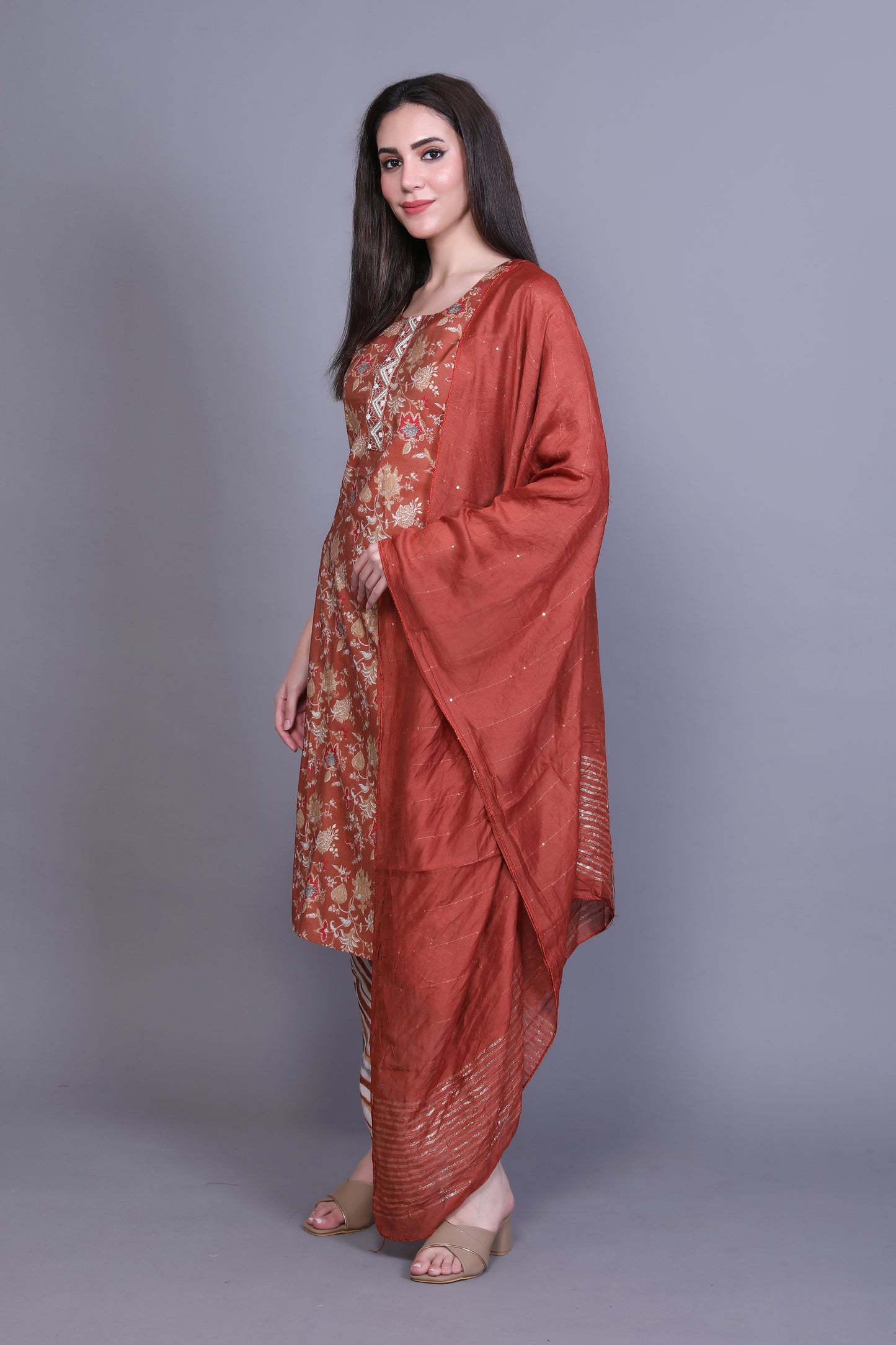 Maroon Kurta Set with Embroidery