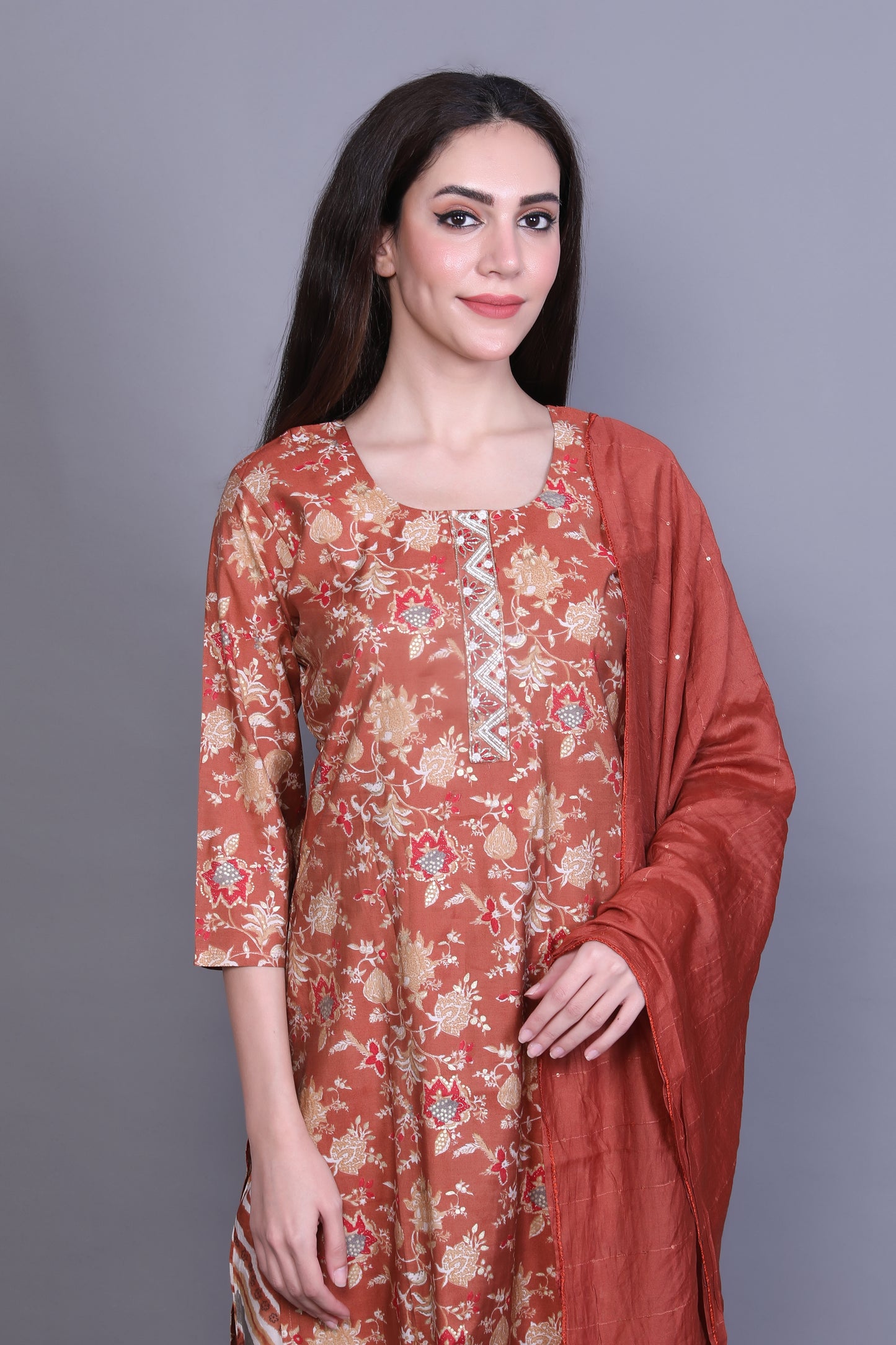 Maroon Kurta Set with Embroidery