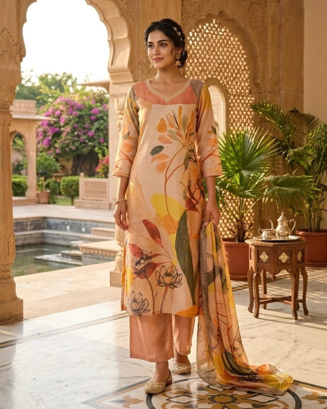 Noor Flor Shimmer Kurti Set