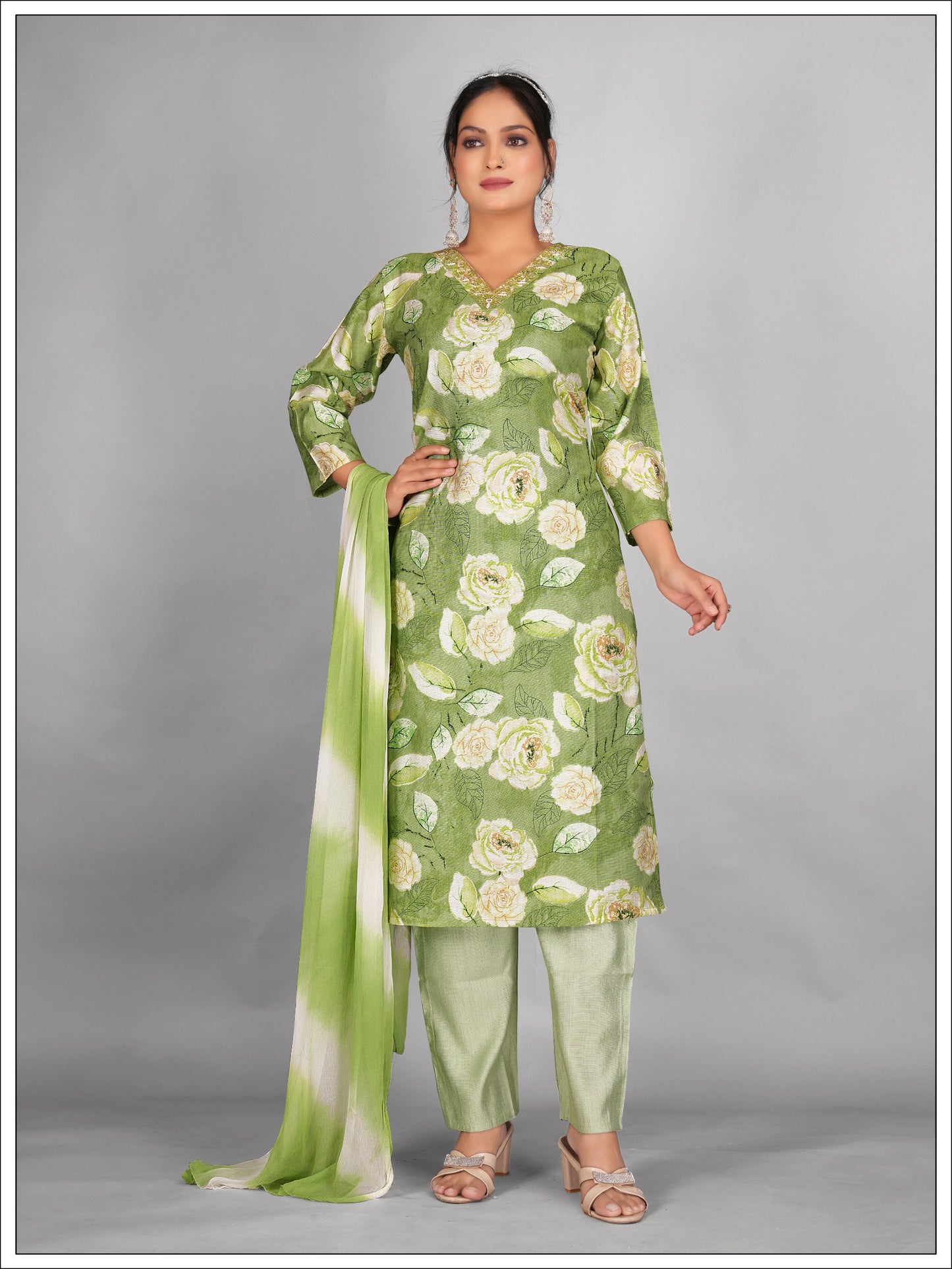 Vibrant Kurti Set with Pants and Dupatta