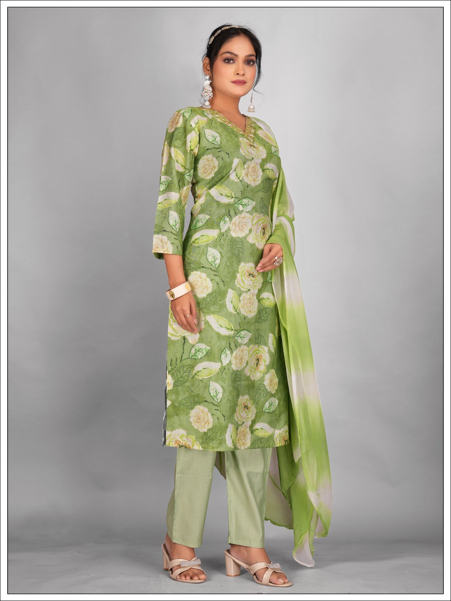 Vibrant Kurti Set with Pants and Dupatta