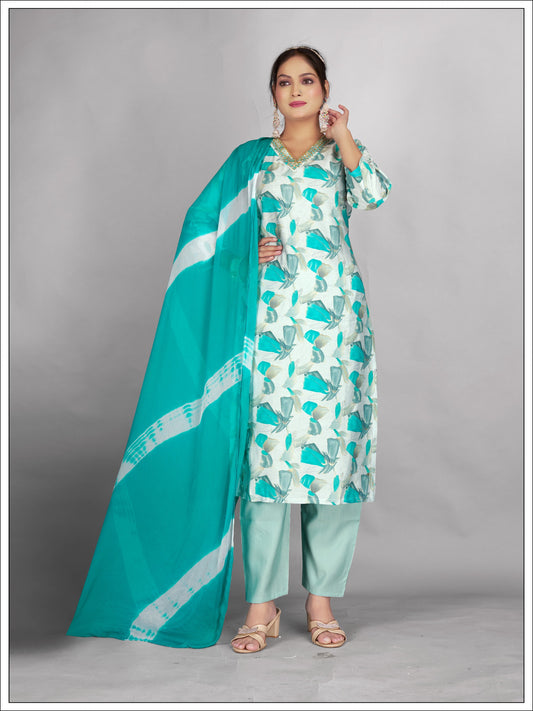Contemporary Kurti with Coordinated Pant & Dupatta