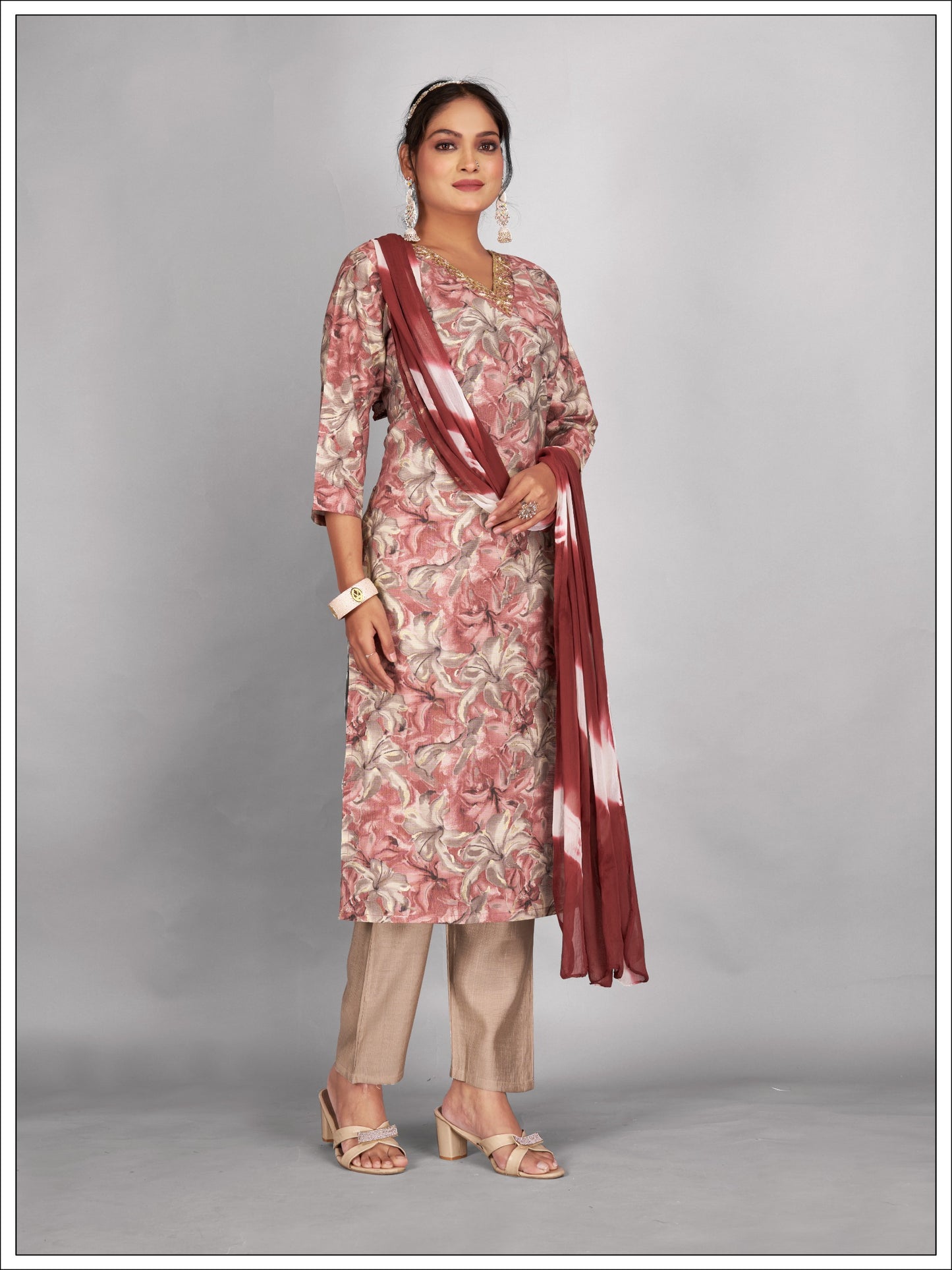 Floral Print Kurti Pant Set