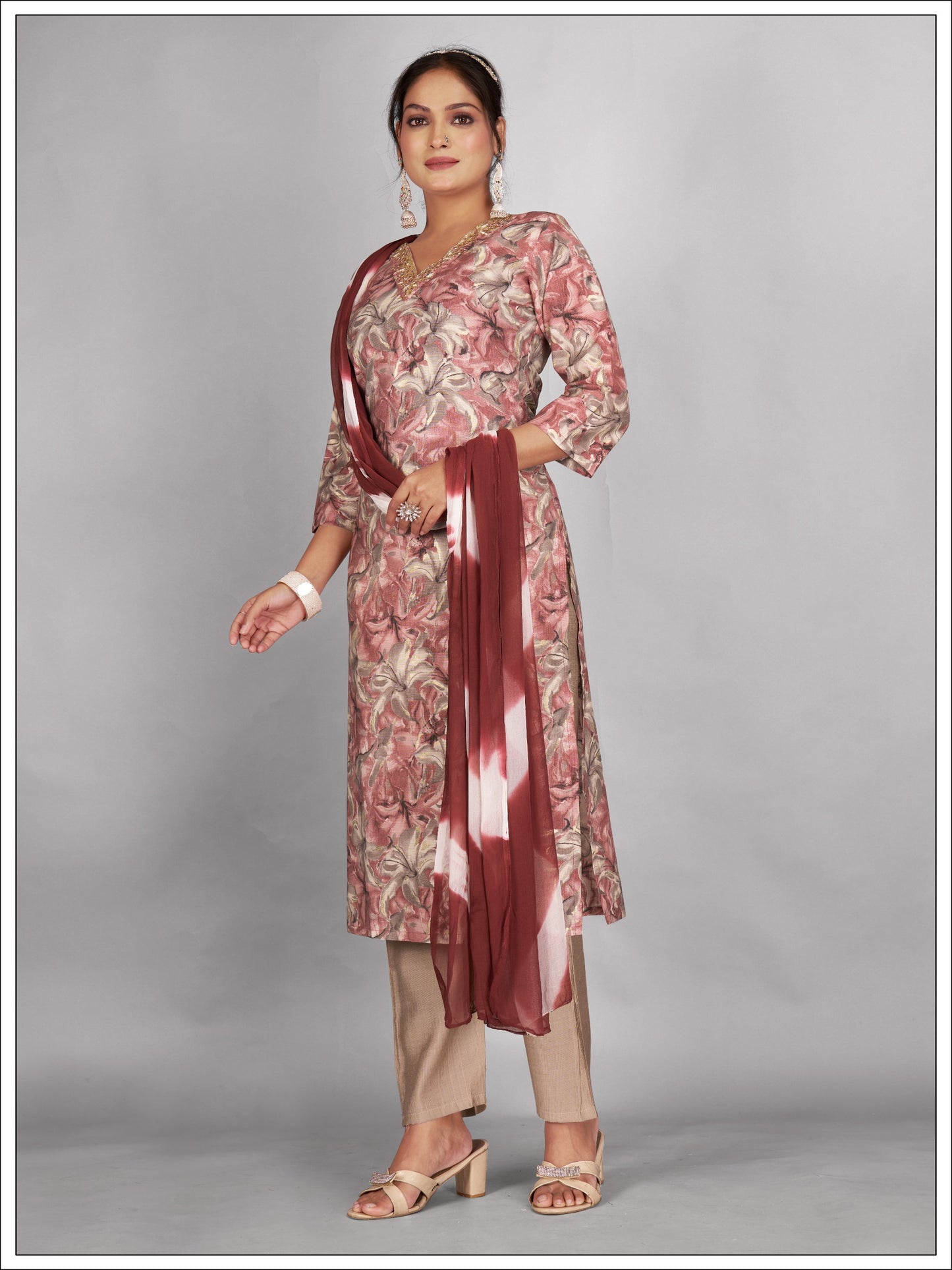 Floral Print Kurti Pant Set