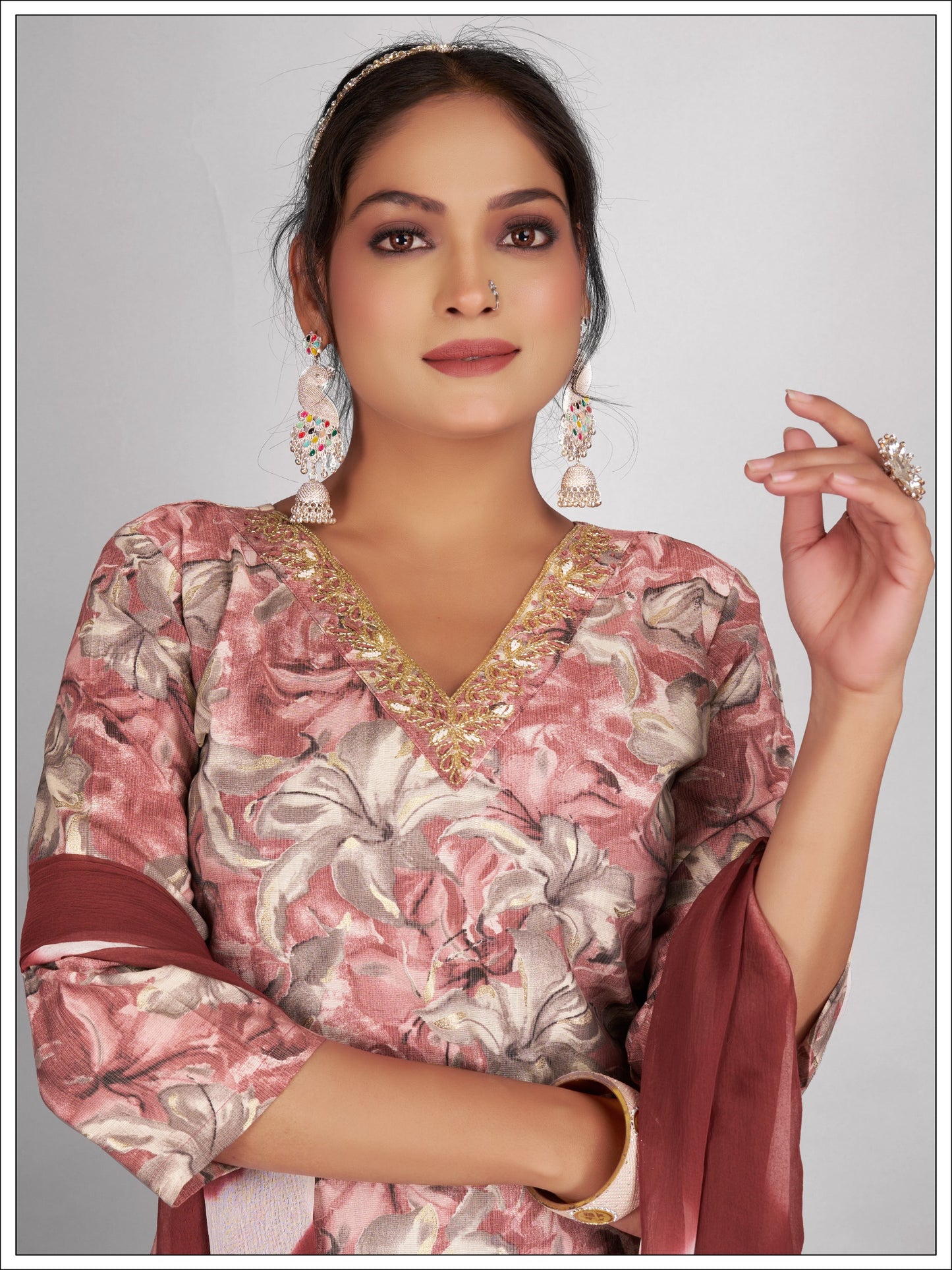 Floral Print Kurti Pant Set