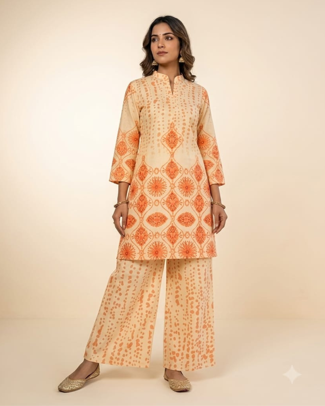 Khadhi cotton corset with printed cotton pant