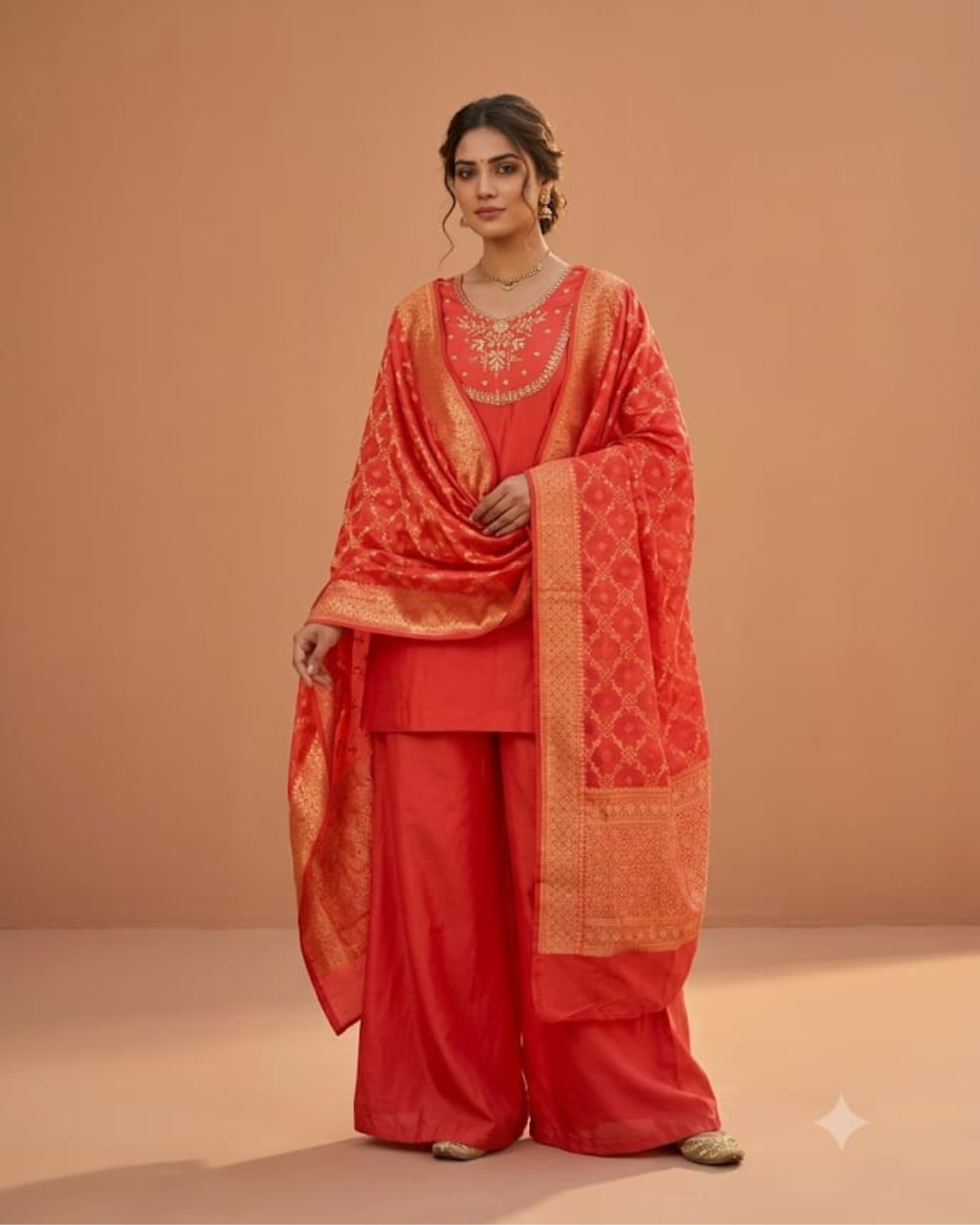 Mul Chanderi Ghera Kurti Set