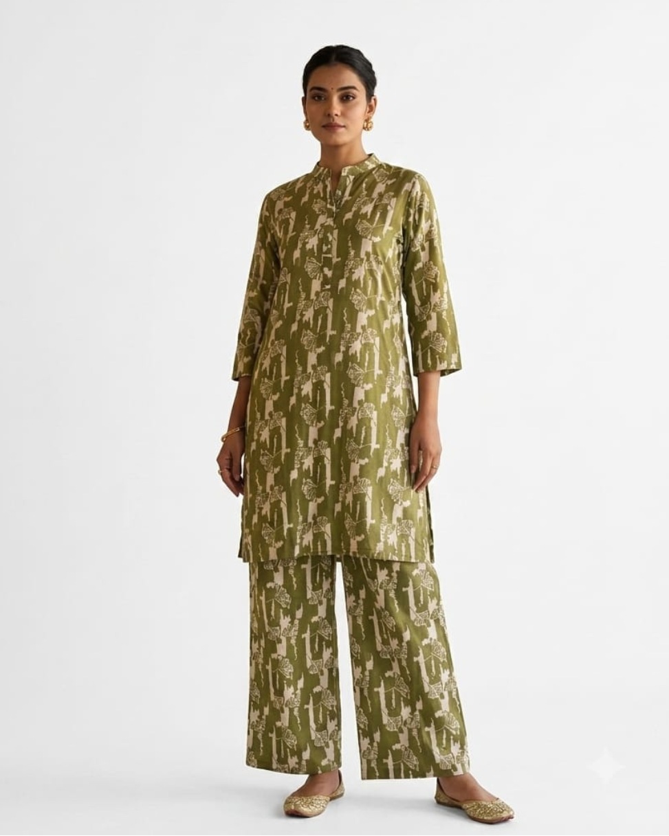 Eco-Chic Printed Kurta Palazzo Co-Ord Set for Women