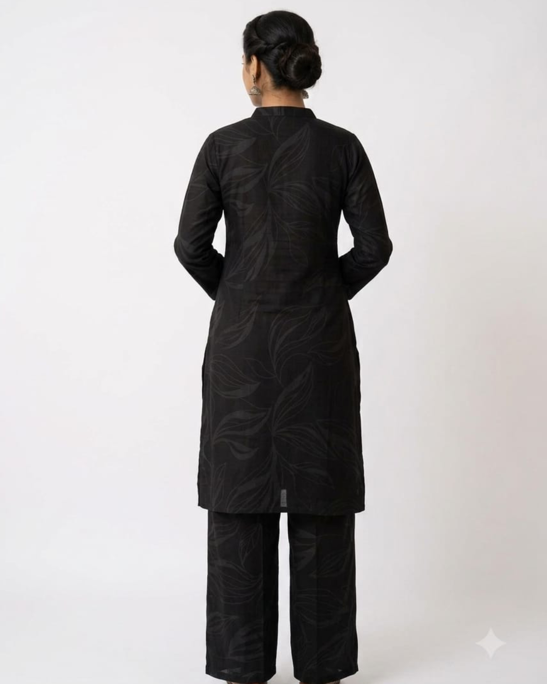 Women's Black Self-Design Ethnic Co-ord Set