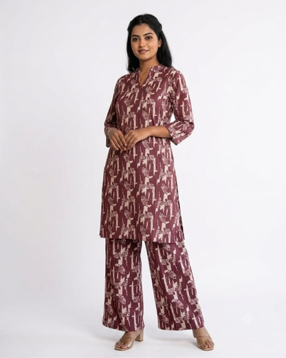 Eco-Chic Printed Kurta Palazzo Co-Ord Set for Women