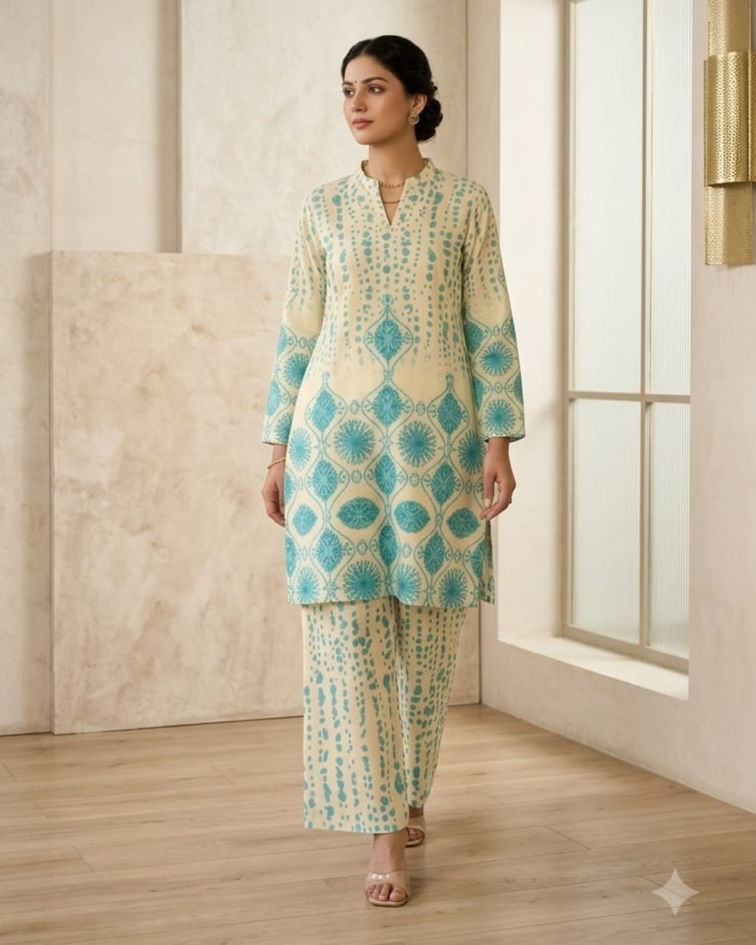 Khadhi cotton corset with printed cotton pant