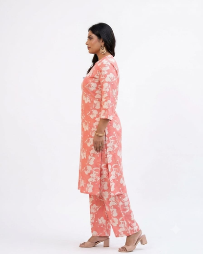Floral Print Kurti with Matching Palazzos Set