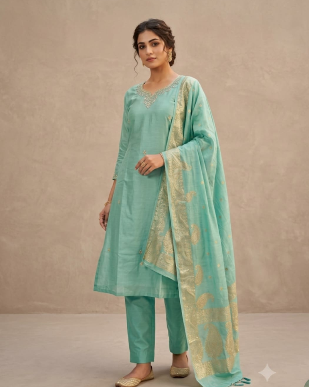 Banarasi printed dupatta with Kurti set