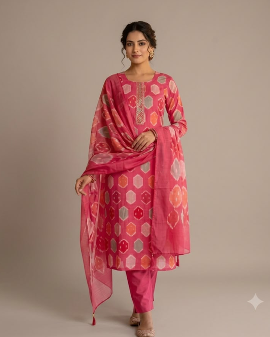 Slub Bloom Kurthi Set