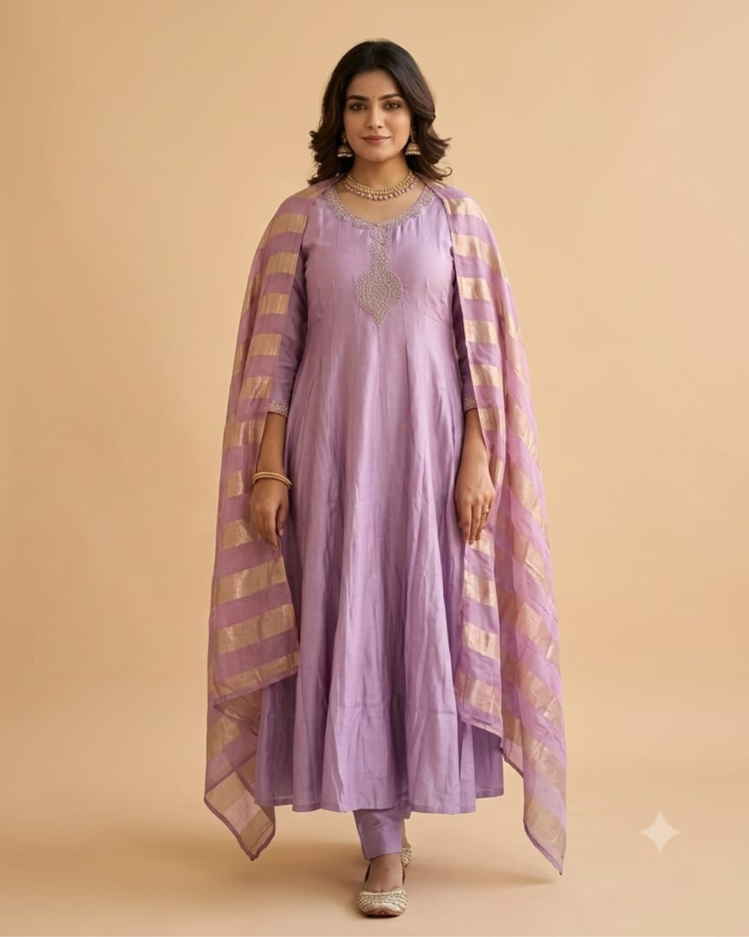 Mul Chanderi Ghera Kurti Set