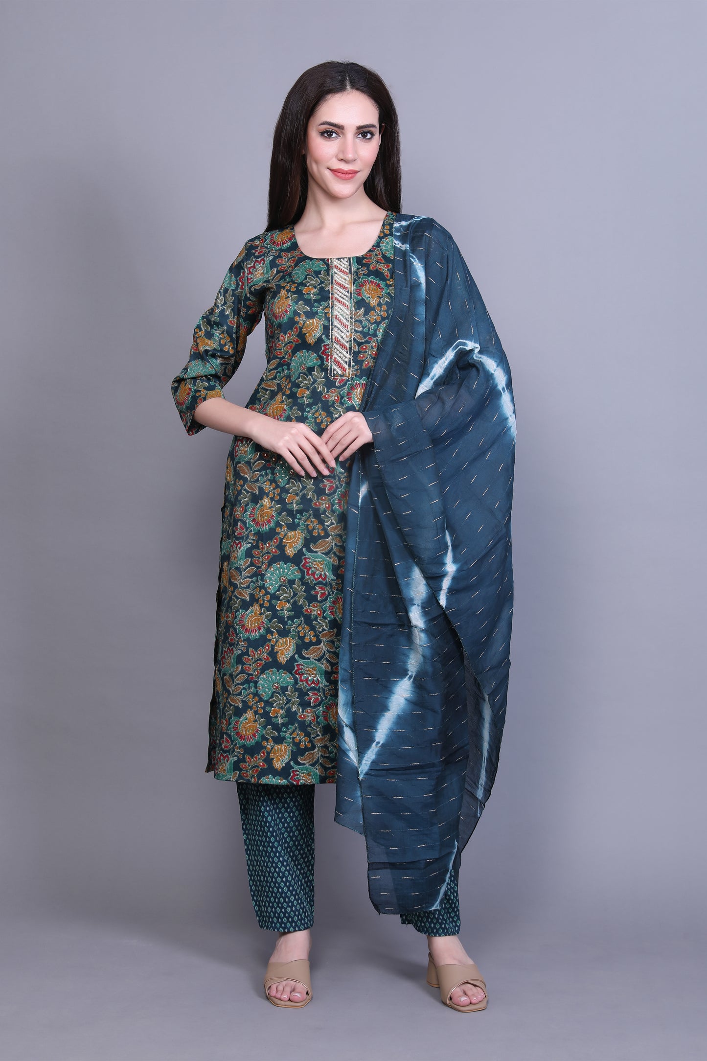 Royal Blue Embroidered Kurta Set