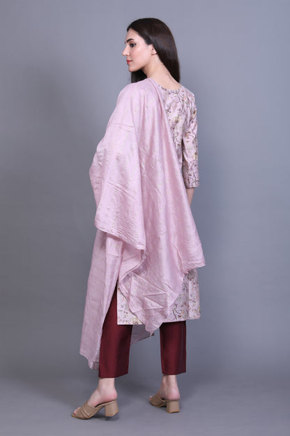 Peach Pink Kurta Set with Dupatta
