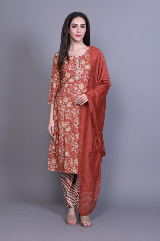 Maroon Kurta Set with Embroidery