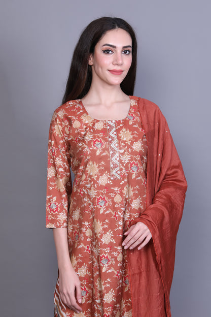 Maroon Kurta Set with Embroidery
