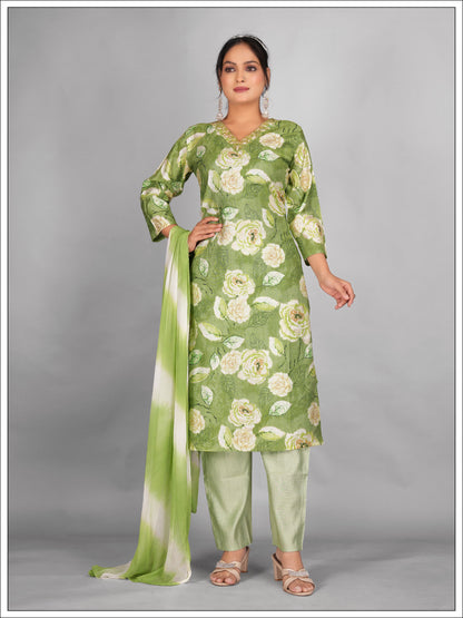 Vibrant Kurti Set with Pants and Dupatta