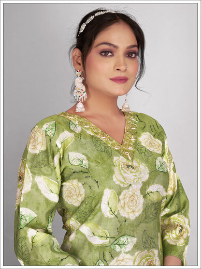 Vibrant Kurti Set with Pants and Dupatta
