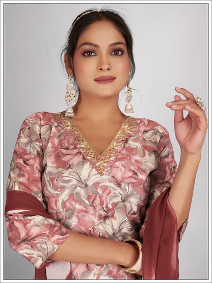 Floral Print Kurti Pant Set