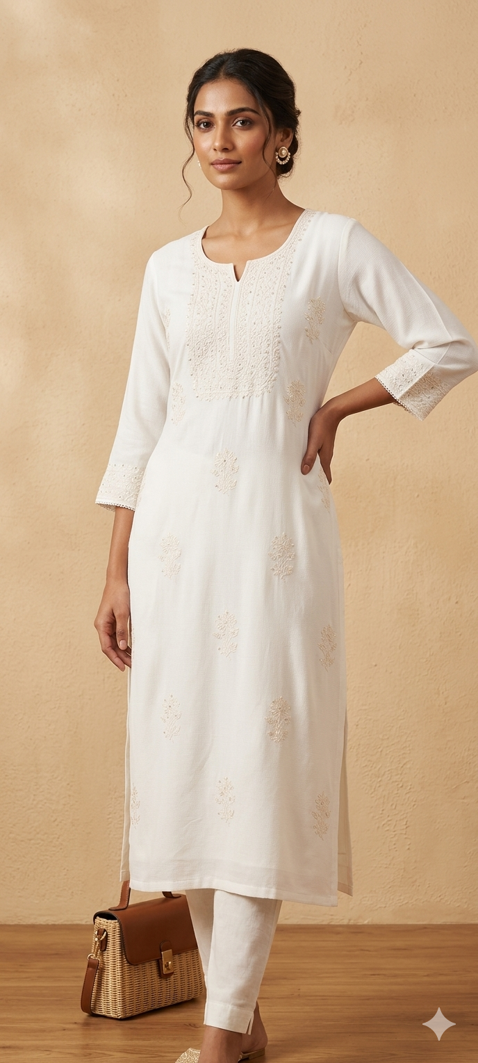 Elegant Embroidered Rayon Kurta